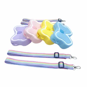 Colorful Bow Shape Handbag Silicone Bags For Kids Fidget Toy Bag Coin Purse Rubber Squeeze Coin Purse Pop It Bags For Girls