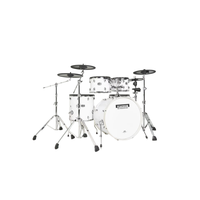 PEAKDRUM 5-Piece Electronic Drum Set, White/Clear Wood Shell Electronic Drum Kit with USB MIDI for Live & Studio