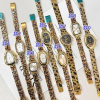 Nouvelle montre pour femme, cadran ovale, imprimé léopard, bracelet en alliage, montre-bracelet à quartz tendance, vente en gros