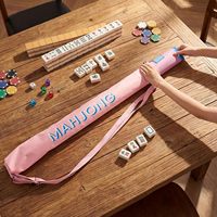 Sac de rangement multifonctionnel en toile pour Mahjong avec cordon de serrage, bandoulière réglable, pliable, pour accessoires de Mahjong de voyage