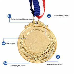 Çin tedarikçisi toptan özel madalya ekran beyzbol futbol Golf madalya altın maraton Metal spor ödülü madalya ile şerit - Product Image 4