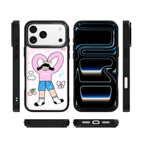 Coque de téléphone AG Feeling Black Edge avec effet doré et motif Love Girl pour iPhone 17, 17 Pro Max, 16 Pro, 15, 15 Pro Max – Coque magnétique