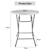 Tables de banquet, de fête, de bistrot, de bar, de cocktail, de salle à manger, d'hôpital, pliantes, rondes, en plastique blanc, de haute qualité, 80 cm de haut, pour événements
