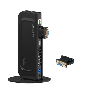 Wavlink Gigabit Ethernet USB 3,0 с двойным дисплеем, док-станция, универсальный адаптер из алюминиевого сплава для ноутбука/ПК/Mac /<span class=keywords><strong>DVI</strong></span>/VGA аудио - Product Image 1