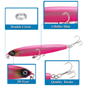 Señuelo de pesca Ytqhxy tipo lápiz, 7 piezas, cebo artificial para pesca de lubina en aguas medianas con anzuelo 4x Blood Groove, señuelo de lanzamiento - Product Image 4