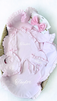 Vêtements pour bébé fille à volants personnalisables avec monogramme, tenues de sortie de maternité, ensemble cadeau personnalisé en coton pour nouveau-né, grenouillère pour nouveau-né fille