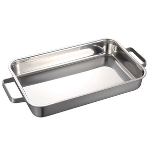 Assiette rectangulaire dorée pour poisson grillé, double anse, en acier inoxydable 304 durable, électroplaqué, écologique, marque SAIL TOOL - Product Image 3