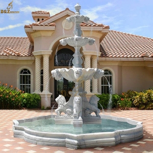 Fontaine cascade tête de <span class=keywords><strong>lion</strong></span> en marbre blanc naturel pour la décoration de jardin - Product Image 2