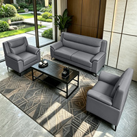 Ensemble de canapés de bureau modernes en cuir gris, canapé d'accueil pour hall de bureau, mobilier commercial, canapé pour visiteurs de bureau