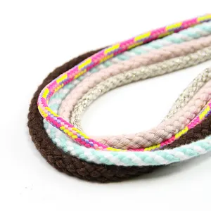 Customized Cord 100% Polyester Cord Braided Cotton Rope 6mm Polyester Shock Cord 3mm For Bag Shoes