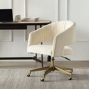 Yüksek kaliteli kadife döner çalışma koltuğu Modern tarzı ofis mobilyaları sandalye toptan orta geri ofis koltuğu