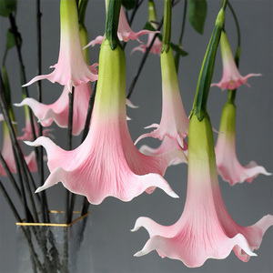 Alta calidad 2 cabezas Artificial Real Touch PU blanco rosa Datura Stramonium flor MESA CENTRO DE MESA hecho a mano Día de San Valentín - Product Image 5