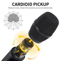 XTUGA LXD4 Microphone sans fil dynamique professionnel à 2 canaux pour l'enregistrement en studio et le karaoké Microphone sans fil