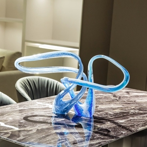 Escultura de Vidrio Soplado a Mano Estilo Murano, Degradado de Índigo a Azul Hielo, Centro de Mesa de Arte Moderno para Exhibición en Hoteles y Galerías - Product Image 1