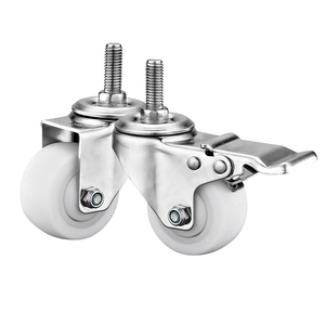 Bánh xe xoay bằng thép không gỉ 304, đường kính 1.5-2 inch, bánh xe nylon trắng, chịu mài mòn, vận hành êm ái, dành cho xe đẩy nhỏ đa năng - Product Image 1