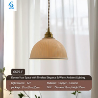 Lampe suspendue en céramique E27, abat-jour en cuivre et céramique pour chambre à coucher, salon, lampe suspendue en céramique, lampe suspendue vintage à nervures