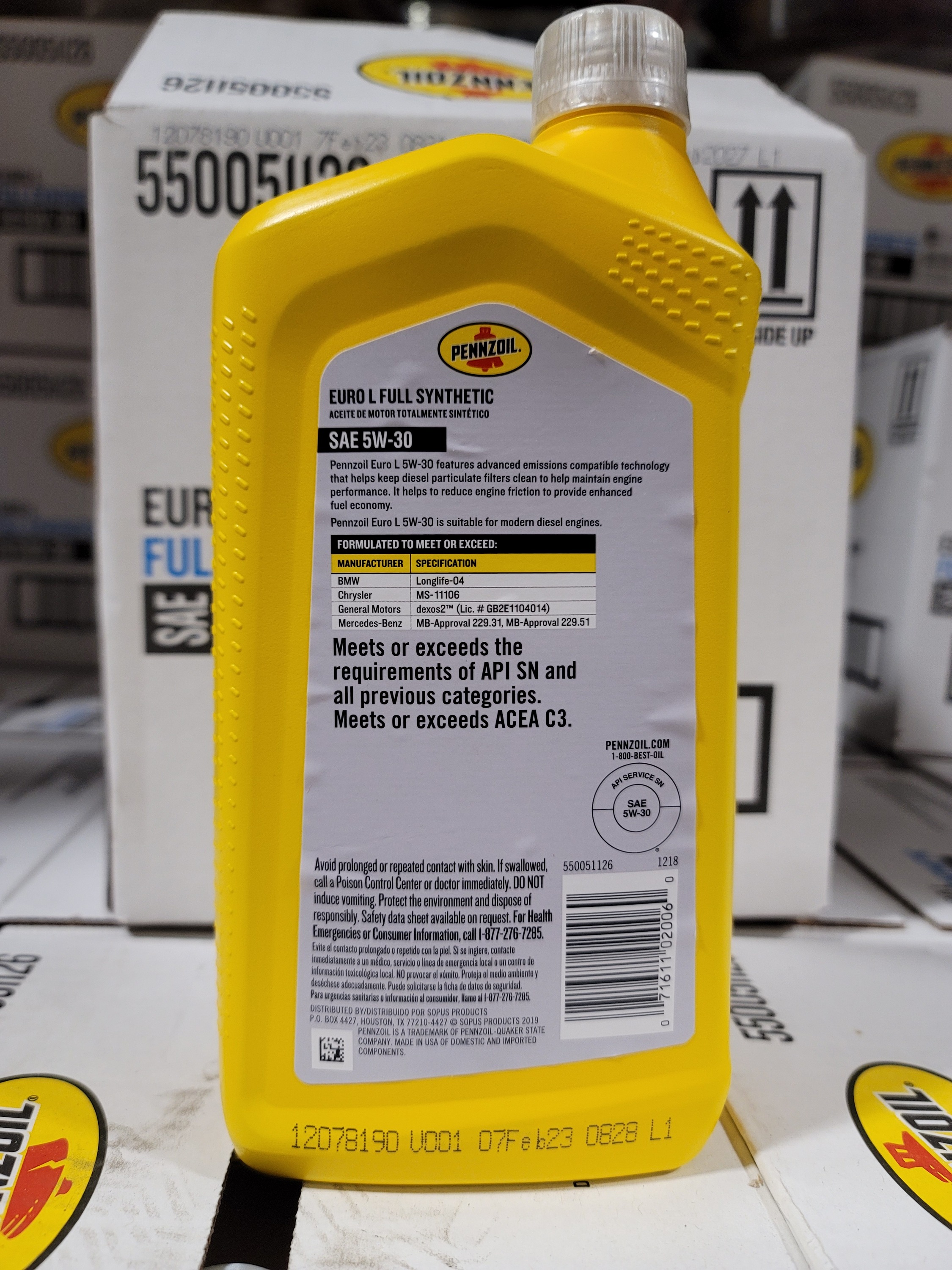 Pennzoil Platinum Euro L SAE 5W-30 Fully Synthetic Motor Oil