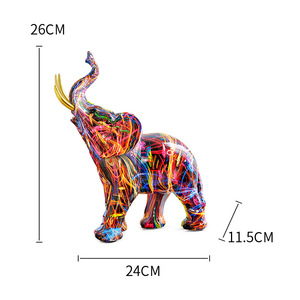 Scultura di elefante colorato resina animale statua ornamenti casa soggiorno portico armadietto del vino desktop decorazione moderna - Product Image 2