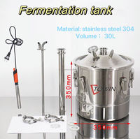 Towin 20L/30L/50L Mini Fermenteur Compact pour la Fermentation de l'Alcool, Réservoir de Stockage d'Eau en Acier Inoxydable pour Hôtels