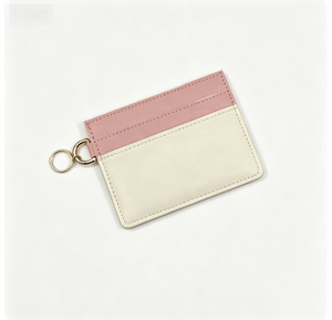 Tarjetero Minimalista de Cuero PU de 4 Pulgadas con Anillo para Llaves, Color Beige - Product Image 6