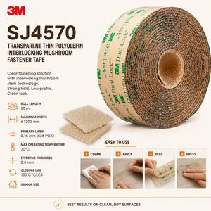 Bande auto-agrippante <span class=keywords><strong>3M</strong></span> SJ4570 en forme de champignon, découpée sur mesure, à crochets et boucles, en silicone, pour isolation de tissus, type Dual Lock - Product Image 4