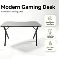 Bureau de jeu ergonomique noir, design optimal, haute qualité, vente directe usine, pour bureau à domicile, avec deux passages pour câbles