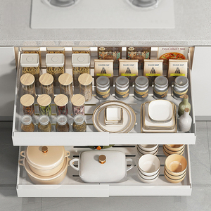 Cestello estraibile <span class=keywords><strong>portaspezie</strong></span> da cucina cestino portaoggetti <span class=keywords><strong>in</strong></span> <span class=keywords><strong>metallo</strong></span> bianco cestello porta spezie - Product Image 5