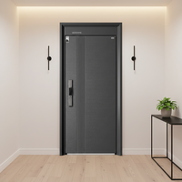 Puerta de Acero Moderna con Marco de Hierro Antirrobo, Diseño Insonorizado, Cerradura Inteligente, para Uso Exterior en Apartamentos/Hoteles/Villas/Escuelas/Entradas