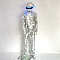 Robe de fête anniversaire miroir robes Costume hommes femme miroir en verre Costume