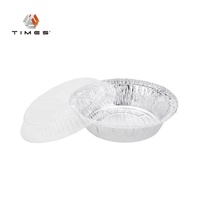 Casserole 8 ''recyclable jetable personnalisée pour la restauration Moule à tarte en aluminium rond avec couvercle Conteneur en aluminium Plateaux de cuisson