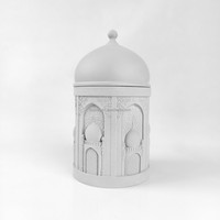 Pot à bougie musulman en béton personnalisé de 10 oz, nouveau design, conteneur cylindrique coloré en ciment avec couvercle en forme de lune pour la maison, l'hôtel, le Ramadan