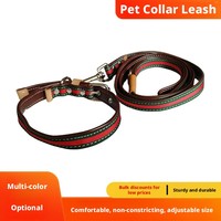 Collier et laisse pour chien en sangle tissée en microfibre ultra-fine, de style classique et tactique, avec rivets, souple, robuste et bicolore