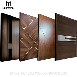 Porte d'entrée en bois en acier inoxydable personnalisée aux États-Unis Porte d'entrée de sécurité à pivot extérieur moderne Porte pivotante en bois massif noir - Product Image 5