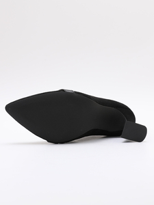 Stivaletti Neri in Camoscio <span class=keywords><strong>Elasticizzato</strong></span>, Punta Affusolata con Fibbia Metallica, Tacco Alto a Piramide, Stivali Eleganti da Donna per Feste - Product Image 6