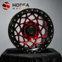 Jantes forgées tout-terrain de style Beadlock à 6 trous, rouge et noir, en maille, de 17/18/20 pouces pour F150 Silverado Jeep Wrangler 4x4 Pickup SUV