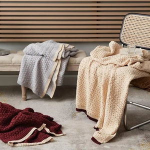 Chất Lượng Cao Len Pha Trộn Màu Sắc Đôi Khâu Jacquard Dệt Kim Ném Chăn Cho Mùa Đông Trang Trí Nội Thất Và Du Lịch Rlk - Product Image 1