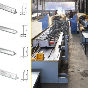 Machine de profilage de rouleaux pour profilés en T Hebei Liming, galvanisée, 24 mm, avec silhouettes lignées noires au centre - Product Image 1