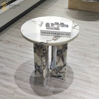 Grupo Yushi, sofá de mármol minimalista, mesa auxiliar con borde, círculo móvil, tormenta oceánica, mesa de esquina de mármol para carcasa pequeña