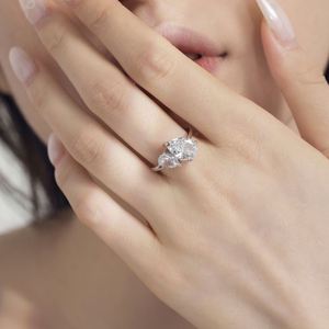 Dylam Classic Dainty Design 925 Sterling Silver Rhodium Plated Double Stone 8A Crushed <b>Iced</b> Out Cut Cubic Zirconia Jewelry <b>Rings</b> - Product Image 4