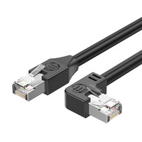 Kabel Ethernet Cat5e 100 Mbps RJ45 Sudut Kanan 26AWG Tembaga Murni Pilihan Multi-Arah Model Set-Top Box Pra-Rakit