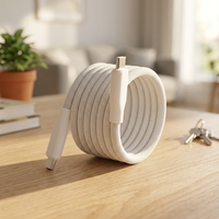 Magnetisches Saugkabel aus Webmaterial mit Typ-C Schnellladefunktion und Selbsteinziehendem Design für Smartphones mit Doppelkopf-Anschlüssen