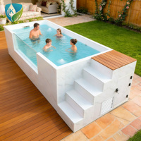 Piscine hors sol en fibre de verre sur mesure, préfabriquée, avec système de chauffage et de filtration, pour projet de villa
