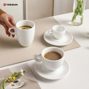 ชุดแก้วกาแฟเซรามิกสีขาว 70 มล. พิมพ์โลโก้ได้ตามต้องการ แก้วกาแฟอาหรับ 80 มล. 90 มล. สำหรับร้านกาแฟ - Product Image 2