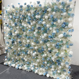 Rosas Artificiales Azules <span class=keywords><strong>y</strong></span> Blancas Personalizables Combinadas con Paniculata para una Romántica Pared de <span class=keywords><strong>Flores</strong></span> para Bodas - Product Image 2