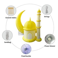 Ramadan Inflatables Outdoor Blow Up Décoration de vacances musulmanes Mosquée gonflable avec lumière intégrée pour la maison, la pelouse, la cour et la fête