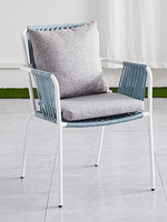 Ensemble de salle à manger extérieur moderne en aluminium, imperméable, avec cordes, 5 pièces, blanc, empilable, confortable, pour hôtel et école, 4 places