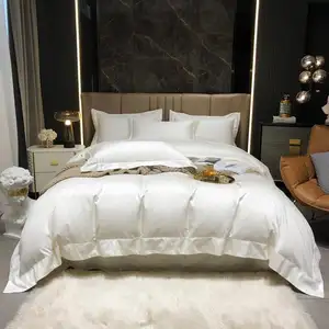 King Queen Luxury White Cotton Duvet/Quilt Cover Bedclothes Sheet Pillowcases Hotel Bedding Sets