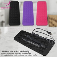 Housse de sac pochette en silicone résistant à la chaleur pour tapis de voyage portable avec impression de logo personnalisé pour fer à lisser les cheveux, fer à friser, fer plat