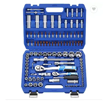 Draagbare Kleine 1/2 1/4 Socket Set Auto Reparatie Tools In Blauw Plastic Case Tool Set