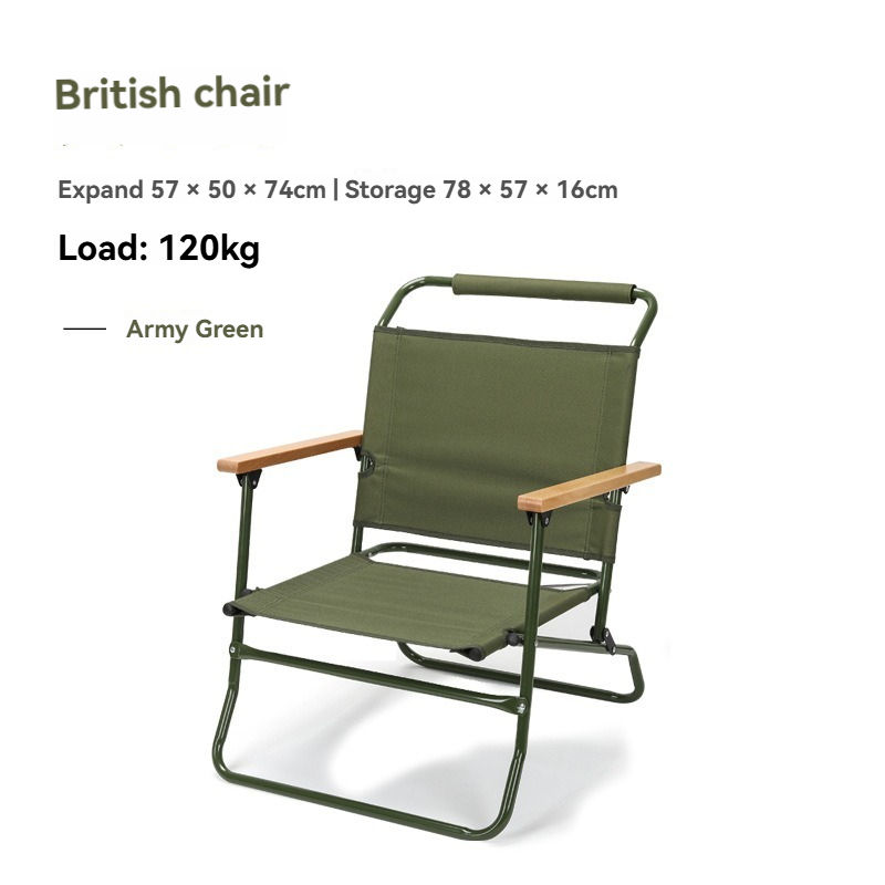 เก้าอี้อังกฤษสีเขียวทหาร